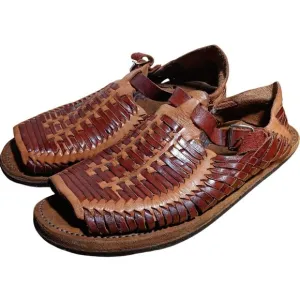 Vintage Men Size 8 Handmade Leather Huarache Sandals Made In Mexico Tire Sole