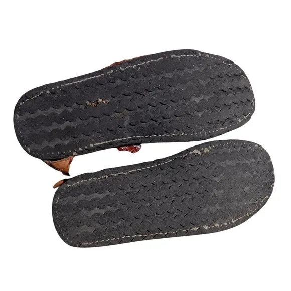 Vintage Men Size 8 Handmade Leather Huarache Sandals Made In Mexico Tire Sole