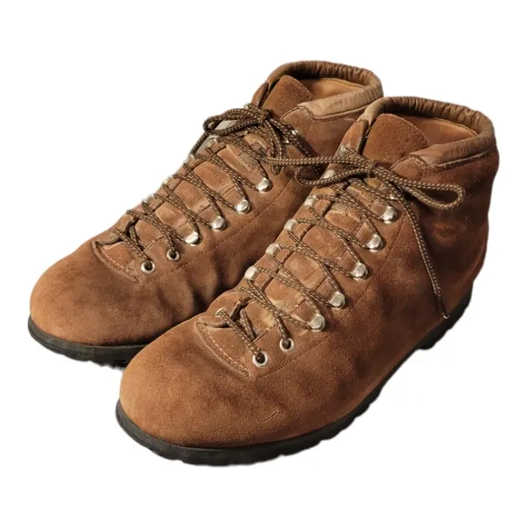Vintage Mens Palon Leather Lace Up Italian Boots Sz 11.5 Brown Waffle Stampers