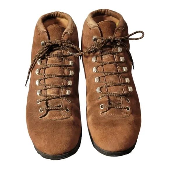 Vintage Mens Palon Leather Lace Up Italian Boots Sz 11.5 Brown Waffle Stampers