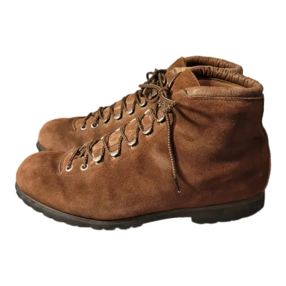 Vintage Mens Palon Leather Lace Up Italian Boots Sz 11.5 Brown Waffle Stampers