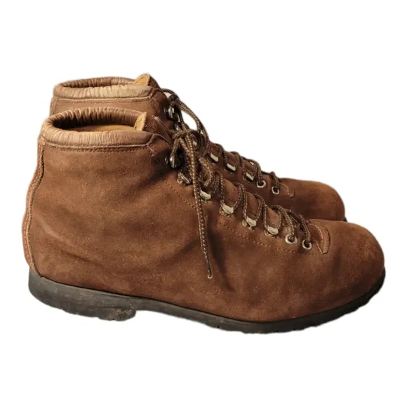 Vintage Mens Palon Leather Lace Up Italian Boots Sz 11.5 Brown Waffle Stampers