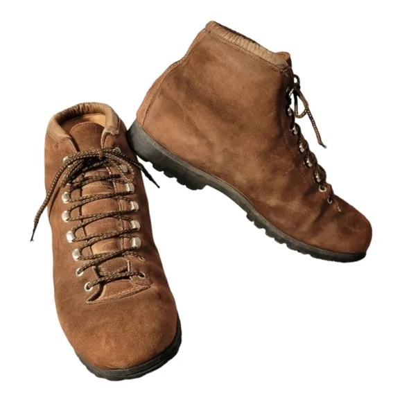Vintage Mens Palon Leather Lace Up Italian Boots Sz 11.5 Brown Waffle Stampers