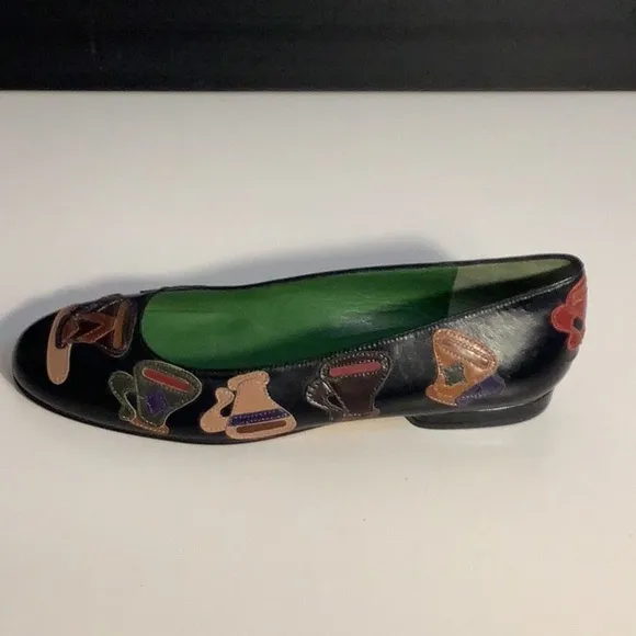 Vintage Michael Simon Leather “Coffee Cups” Slip On Ballet Flats Shoes Sz 7M