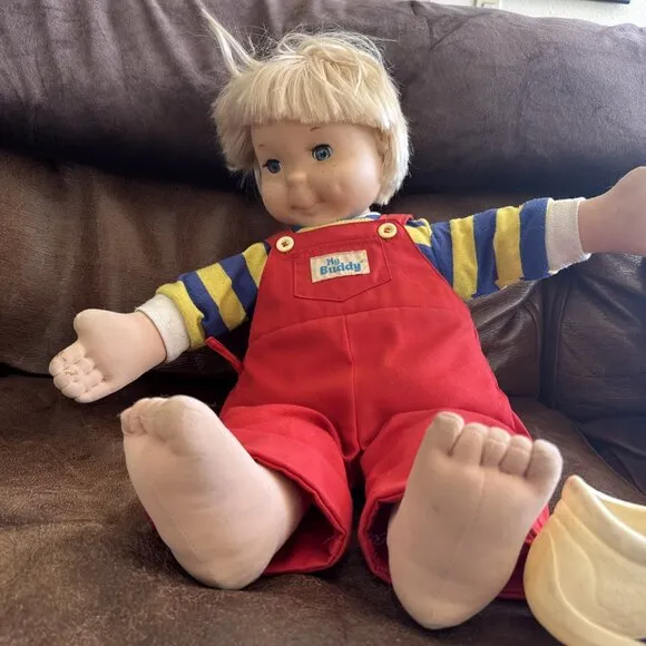 Vintage My Buddy Doll Playskool 1986 21&quot; Boy Blonde Hair Blue Articulating Eyes