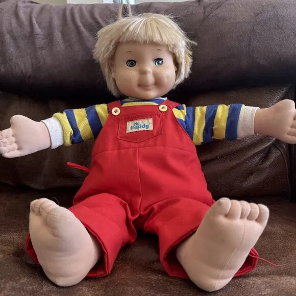 Vintage My Buddy Doll Playskool 1986 21&quot; Boy Blonde Hair Blue Articulating Eyes