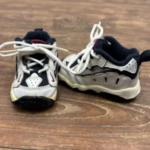 Vintage Nike Air Baby Infant Shoes White Blue Red Swoosh‎ Tie Leather