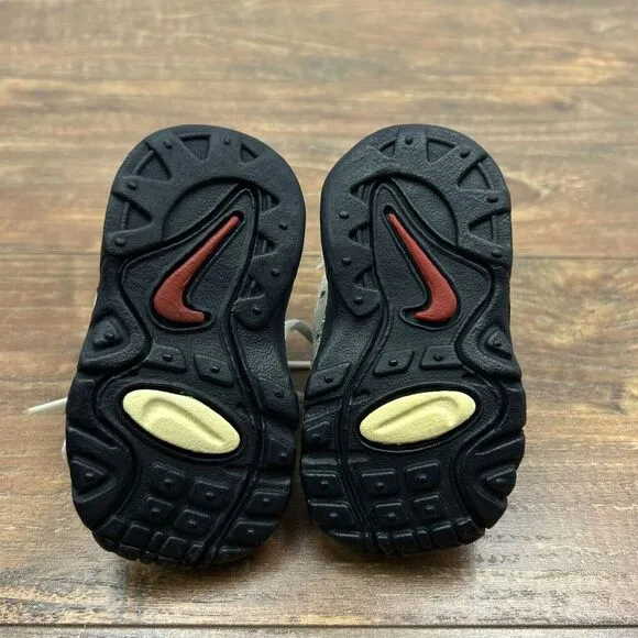 Vintage Nike Air Baby Infant Shoes White Blue Red Swoosh‎ Tie Leather
