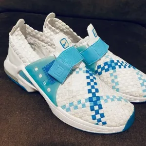 Vintage Nike Air Max Sphere Woven Women's White Blue 302260 Running Shoes