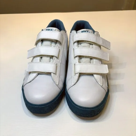 Vintage Nike Blazer AC Strap Leather White‎ Bluegrass Size 12 Shoes 347637-103