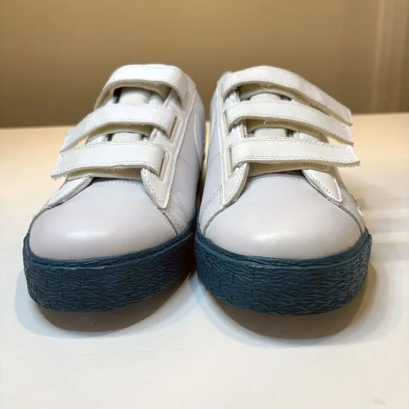 Vintage Nike Blazer AC Strap Leather White‎ Bluegrass Size 12 Shoes 347637-103