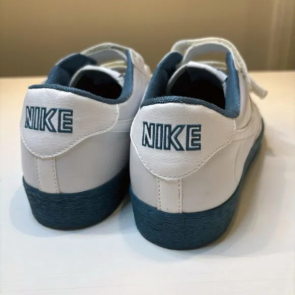 Vintage Nike Blazer AC Strap Leather White‎ Bluegrass Size 12 Shoes 347637-103