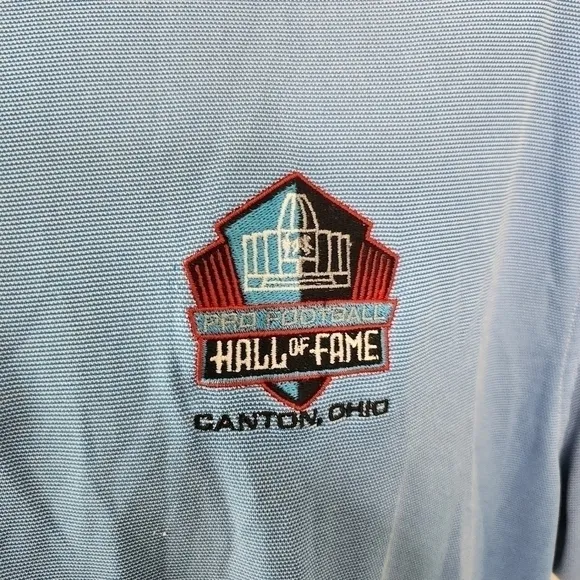 Vintage Nike Dri Fit Pro Football Hall Of Fame Men Polo Shirt Size XL Blue
