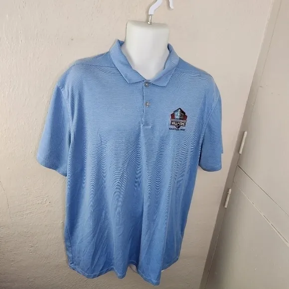 Vintage Nike Dri Fit Pro Football Hall Of Fame Men Polo Shirt Size XL Blue
