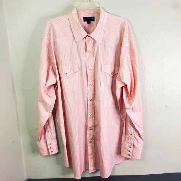 Vintage Panhandle Slim Mens Size 18 x 37 Button Down Western Shirt Pearl Snaps