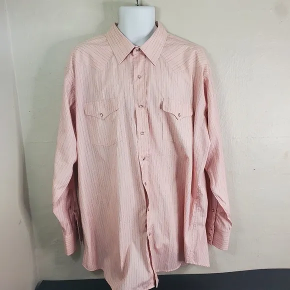 Vintage Panhandle Slim Mens Size 18 x 37 Button Down Western Shirt Pearl Snaps
