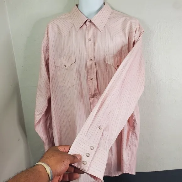 Vintage Panhandle Slim Mens Size 18 x 37 Button Down Western Shirt Pearl Snaps