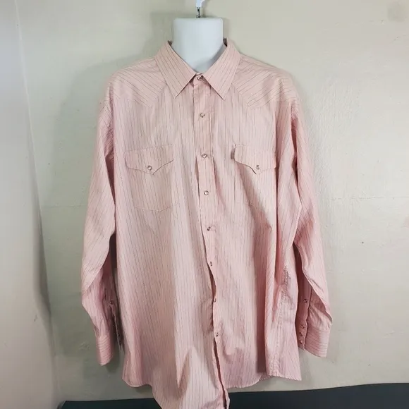 Vintage Panhandle Slim Mens Size 18 x 37 Button Down Western Shirt Pearl Snaps