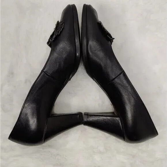 Vintage Panzl Black Leather Buckle pump