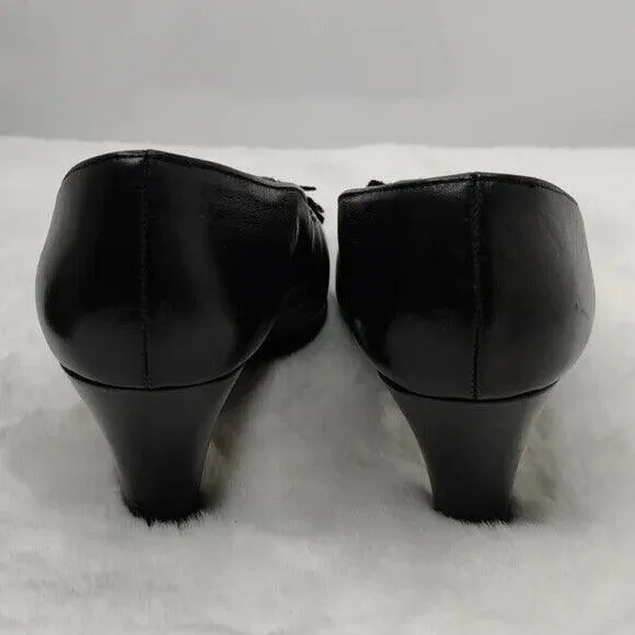Vintage Panzl Black Leather Buckle pump