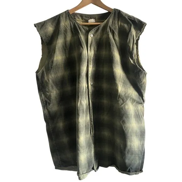 vintage plaid Y2k vest green size xl