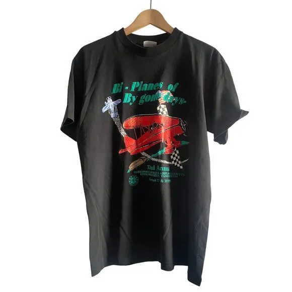Vintage plane t-shirt black size large