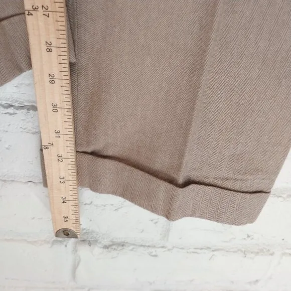 VINTAGE Polo Ralph Lauren Pants Men 34x34 Beige Tweed Cotton Herringbone Pleated