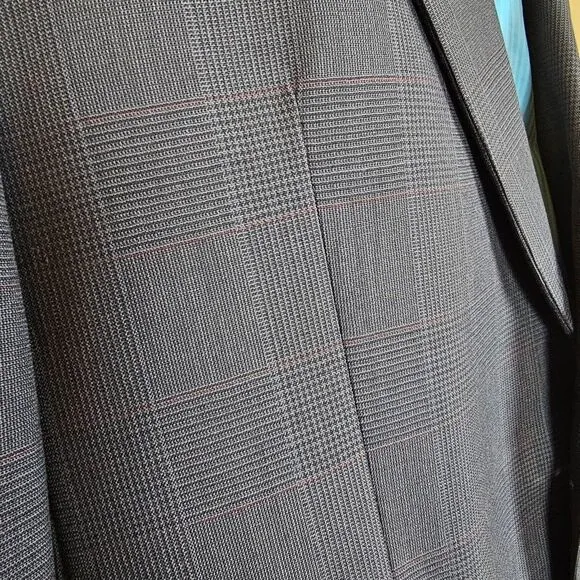 Vintage Polo University Club by Ralph Lauren Wool Suit Jacket Windowpane Size 40