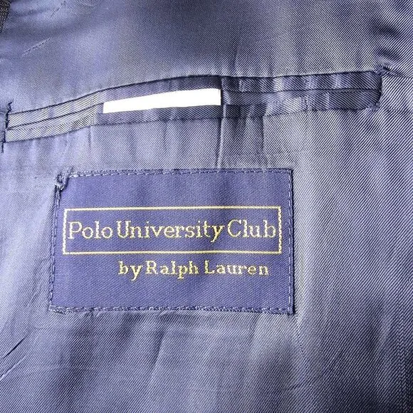 Vintage Polo University Club by Ralph Lauren Wool Suit Jacket Windowpane Size 40