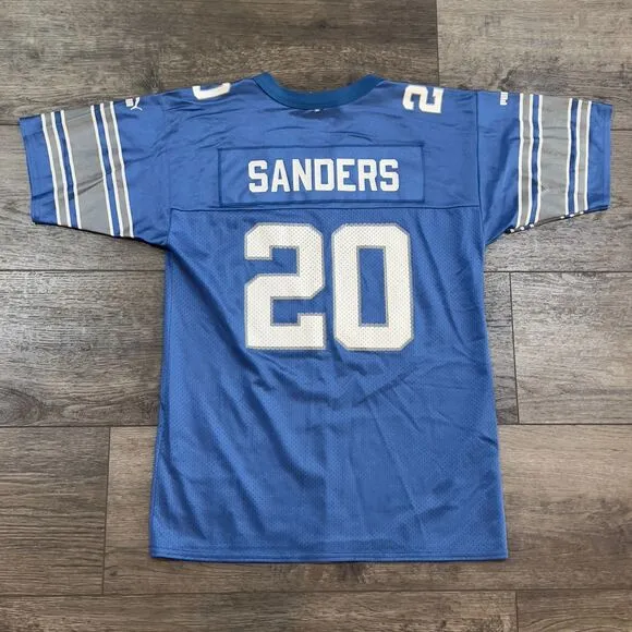 Vintage Puma Barry Sanders #20 Detroit Lions Jersey - Blue/White - Men's Large