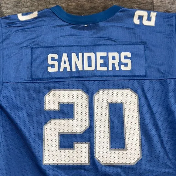 Vintage Puma Barry Sanders #20 Detroit Lions Jersey - Blue/White - Men's Large