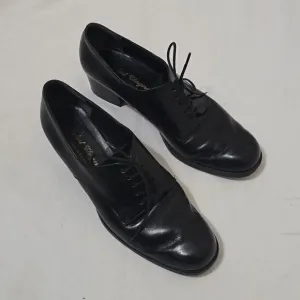 Vintage Robert Clergerie Women 8 Leather Heeled Oxford Shoes black