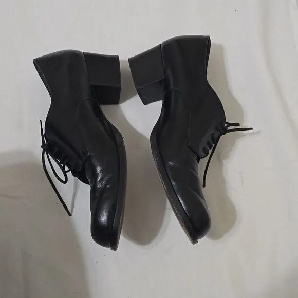 Vintage Robert Clergerie Women 8 Leather Heeled Oxford Shoes black
