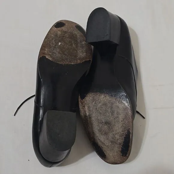 Vintage Robert Clergerie Women 8 Leather Heeled Oxford Shoes black
