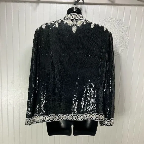 VINTAGE Silk Sequins And Beaded Jacket