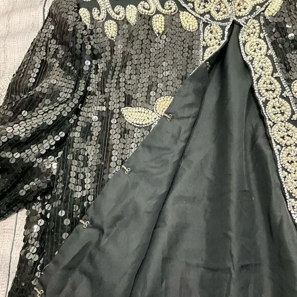 VINTAGE Silk Sequins And Beaded Jacket