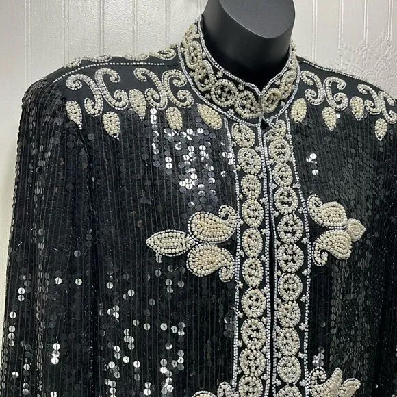 VINTAGE Silk Sequins And Beaded Jacket