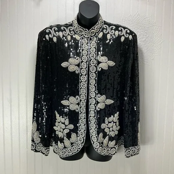 VINTAGE Silk Sequins And Beaded Jacket
