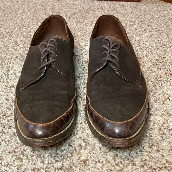 Vintage Stacy Adams Suede &amp; Alligator Grain Brown Derby Shoes Sz 7