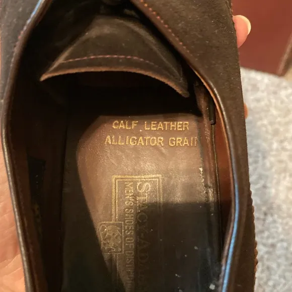 Vintage Stacy Adams Suede &amp; Alligator Grain Brown Derby Shoes Sz 7