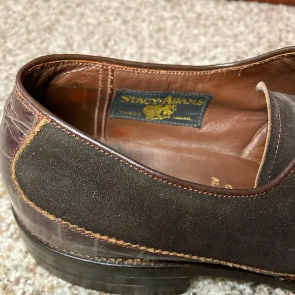 Vintage Stacy Adams Suede &amp; Alligator Grain Brown Derby Shoes Sz 7
