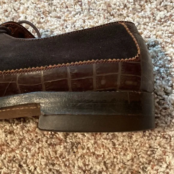 Vintage Stacy Adams Suede &amp; Alligator Grain Brown Derby Shoes Sz 7