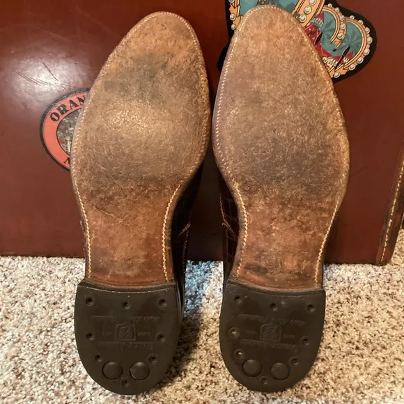 Vintage Stacy Adams Suede &amp; Alligator Grain Brown Derby Shoes Sz 7