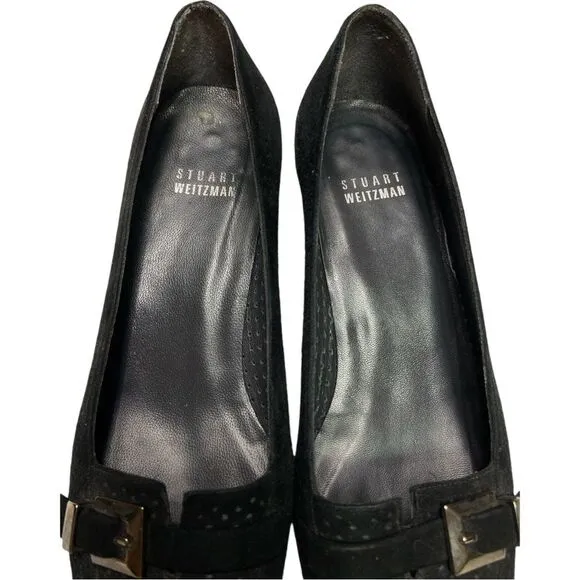 Vintage Stuart Weitzman black kitten heeled shoes size 7/7.5&quot;