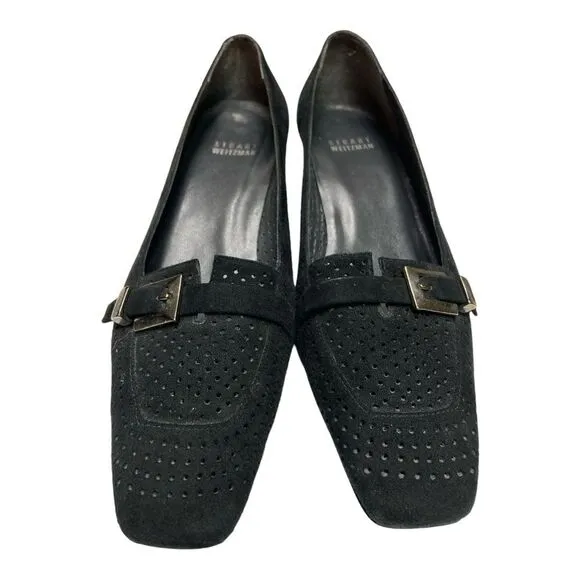 Vintage Stuart Weitzman black kitten heeled shoes size 7/7.5&quot;
