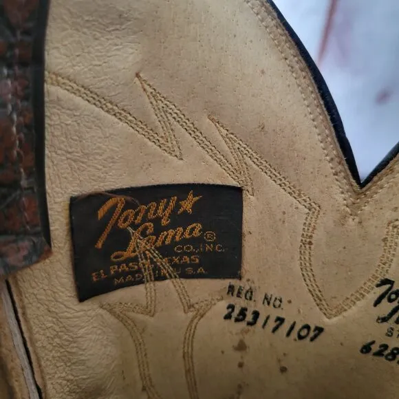 Vintage Tony Lama 6283 Brown Caribou Western Cowboy Boots. Men’s 10 R, El Paso,