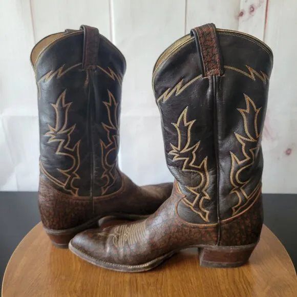 Vintage Tony Lama 6283 Brown Caribou Western Cowboy Boots. Men’s 10 R, El Paso,
