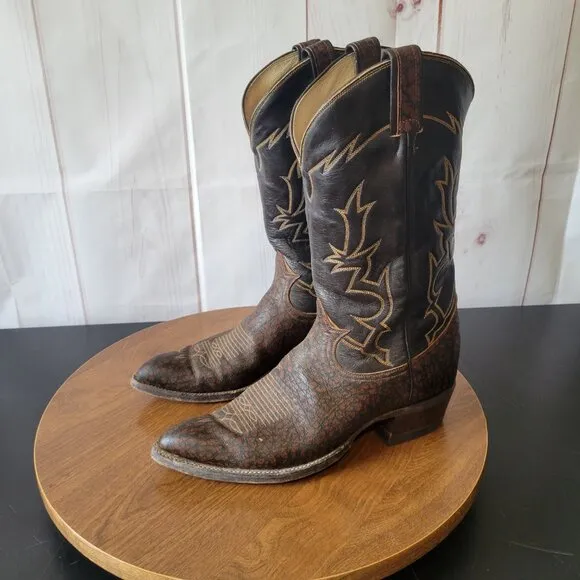 Vintage Tony Lama 6283 Brown Caribou Western Cowboy Boots. Men’s 10 R, El Paso,