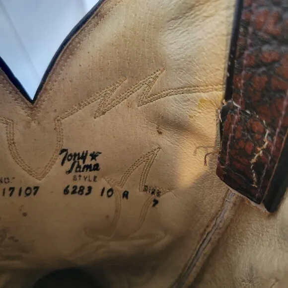 Vintage Tony Lama 6283 Brown Caribou Western Cowboy Boots. Men’s 10 R, El Paso,