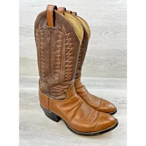 Vintage Tony Lama Men's Brown Leather Sz 9 Pull On Riding Cowboy Western Boot